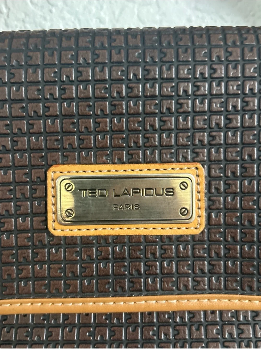 Black Woven Satchel with Tan Trim and Top Handle